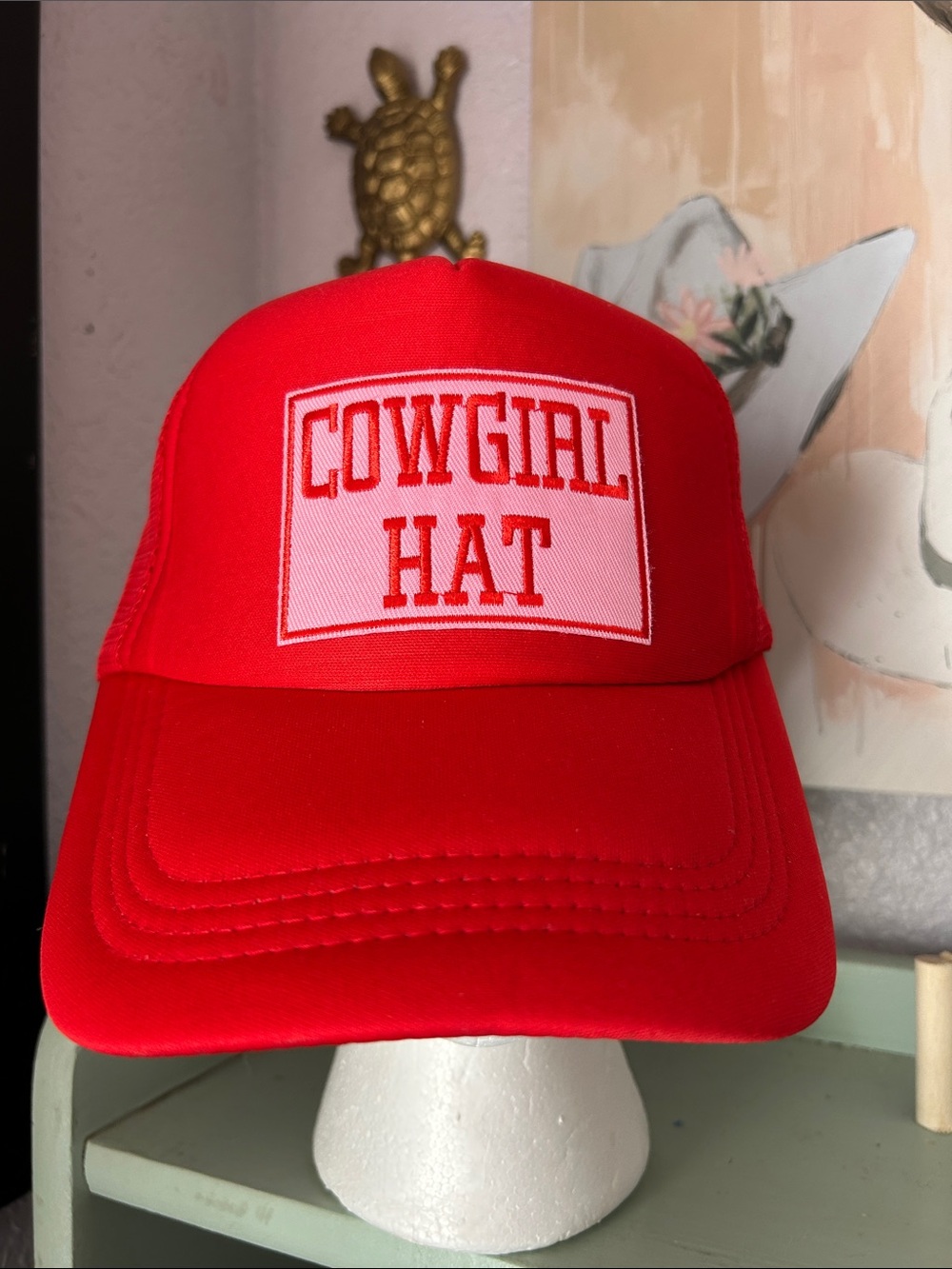 Red Cowgirl Hat Trucker Cap - Unbranded